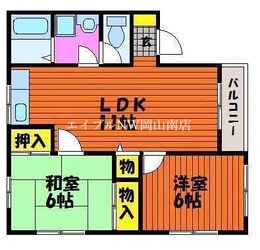 岡山駅 バス25分  福田南下車：停歩6分 2階の物件間取画像